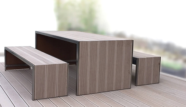 Patios and outdoor furniture made of Resysta®